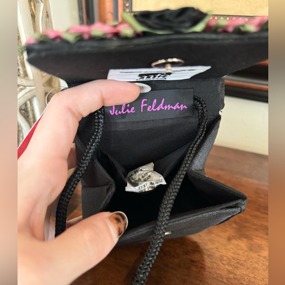 Vintage Y2K Julie Feldman Satin Pink Rosette Rosebud Mini Tiny Purse Bag - Picture 3 of 4